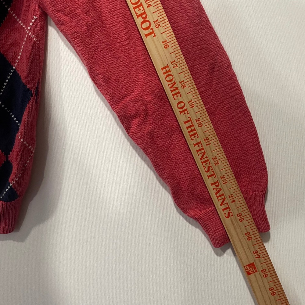 Brooks Brothers Mens Argyle Cardigan Sweater Red Navy White Classic Wool Blend L - Picture 4 of 8